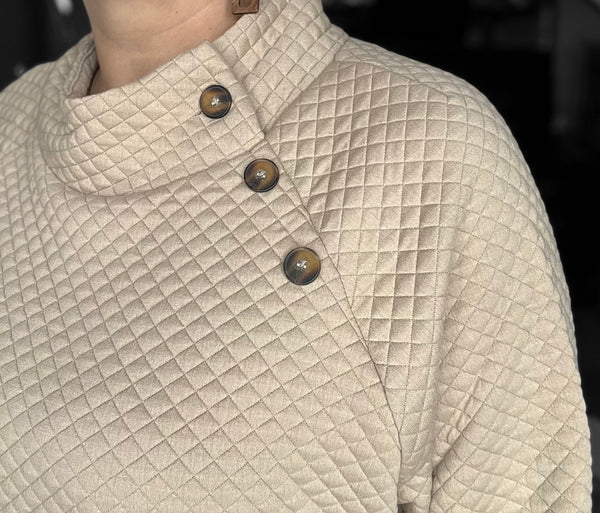 Quilted Pullover - Tan