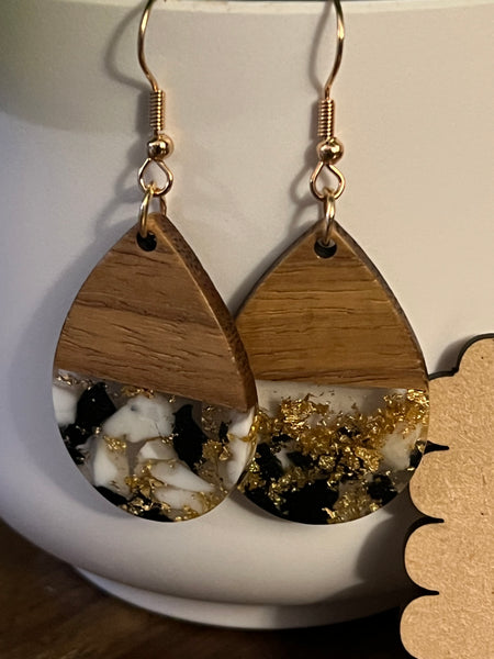 Wooden Water Drop Earrings